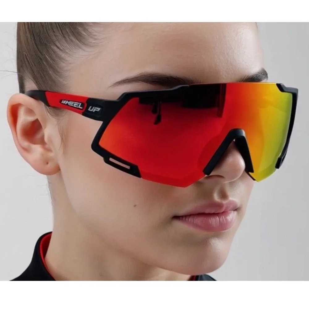 Sport‎ Sunglasses Riding Mirror Lens Red Black Performance Eyewear Women Active